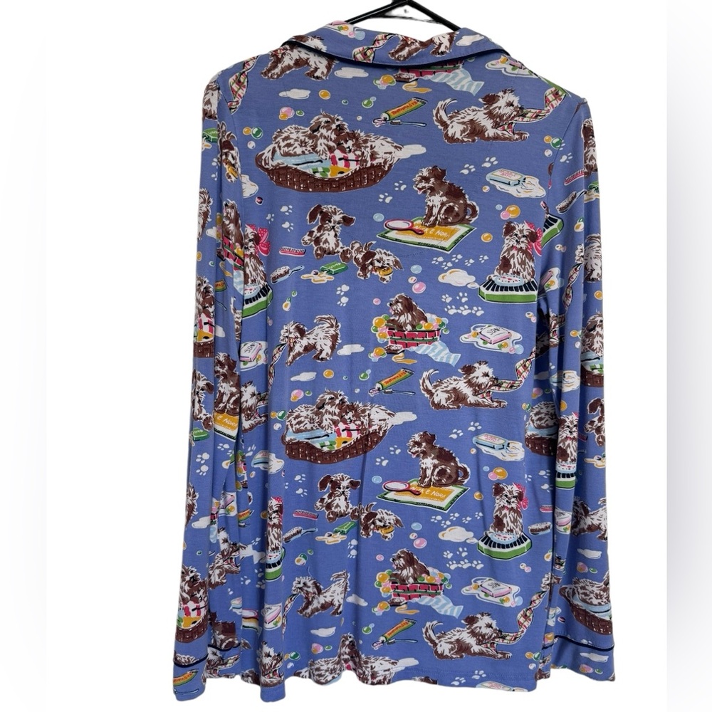 Nick and Nora Pajama Top Dog Grooming Bubble Bath Button Down Size Small - Picture 2 of 10